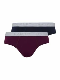 Wäsche Hanro 2er-Pack Slips Cotton Essentials In Deep Navy/sumac Günstig Kaufen
