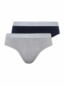 Wäsche Hanro 2er-Pack Slips Cotton Essentials In Light Melange / Blue Gentian Günstig Kaufen