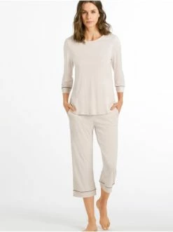 Große Größen Hanro 3/4 Arm Pyjama Natural Comfort In Almond Günstig Kaufen -hanro shop hanro 3 4 arm pyjama natural comfort in almond 2