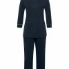 Große Größen Hanro 3/4 Arm Pyjama Natural Comfort In Dunkelblau Günstig Kaufen -hanro shop hanro 3 4 arm pyjama natural comfort in dunkelblau