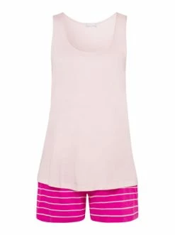 Große Größen Hanro Ärmelloser Pyjama Laura In Berry Stripe Günstig Kaufen