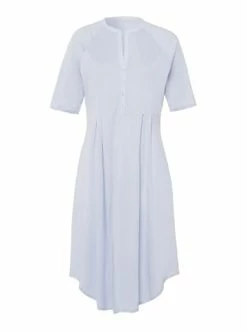 Große Größen Hanro Kurzarm Nachthemd Cotton Deluxe 100cm In Blue Glow Günstig Kaufen