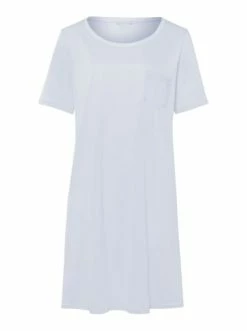 Große Größen Hanro Kurzarm Nachthemd Cotton Deluxe 90cm In Blue Glow Günstig Kaufen