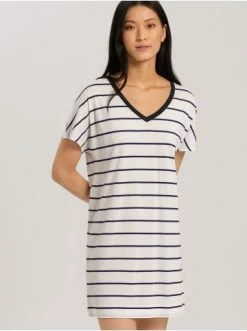 Große Größen Hanro Kurzarm Nachthemd Laura (85cm) In Cheerful Stripe Günstig Kaufen -hanro shop hanro kurzarm nachthemd laura 85cm in cheerful stripe 2