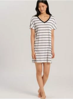 Große Größen Hanro Kurzarm Nachthemd Laura (85cm) In Cheerful Stripe Günstig Kaufen -hanro shop hanro kurzarm nachthemd laura 85cm in cheerful stripe 4