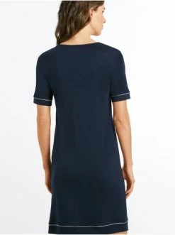 Große Größen Hanro Kurzarm Nachthemd Natural Comfort 90cm In Dunkelblau Günstig Kaufen -hanro shop hanro kurzarm nachthemd natural comfort 90cm in dunkelblau 3