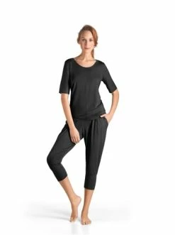 Große Größen Hanro Kurzarm Shirt Yoga In Schwarz Günstig Kaufen -hanro shop hanro kurzarm shirt yoga in schwarz 2