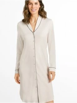 Große Größen Hanro Langarm Nachthemd Natural Comfort 100cm In Almond Günstig Kaufen -hanro shop hanro langarm nachthemd natural comfort 100cm in almond 2