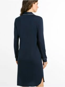 Große Größen Hanro Langarm Nachthemd Natural Comfort 100cm In Dunkelblau Günstig Kaufen -hanro shop hanro langarm nachthemd natural comfort 100cm in dunkelblau 3