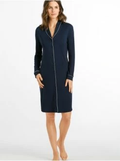 Große Größen Hanro Langarm Nachthemd Natural Comfort 100cm In Dunkelblau Günstig Kaufen -hanro shop hanro langarm nachthemd natural comfort 100cm in dunkelblau 4