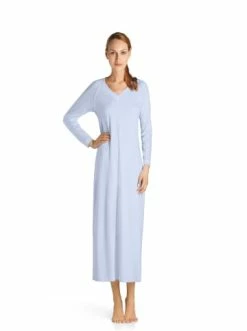 Große Größen Hanro Langarm Nachthemd Pure Essence 130cm In Blue Glow Günstig Kaufen -hanro shop hanro langarm nachthemd pure essence 130cm in blue glow 2