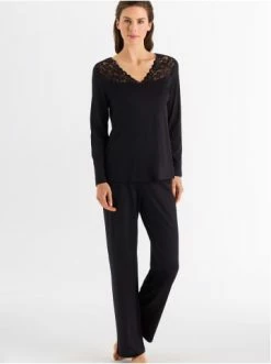 Große Größen Hanro Langarm Pyjama Moments In Schwarz Günstig Kaufen -hanro shop hanro langarm pyjama moments in schwarz 2