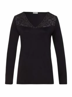 Große Größen Hanro Langarm Pyjama Moments In Schwarz Günstig Kaufen