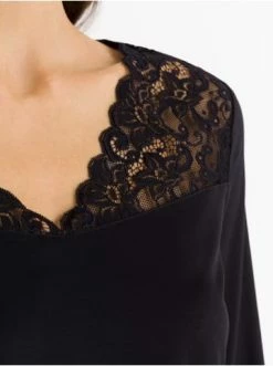 Große Größen Hanro Langarm Pyjama Moments In Schwarz Günstig Kaufen -hanro shop hanro langarm pyjama moments in schwarz 4