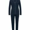 Große Größen Hanro Langarm Pyjama Natural Comfort In Dunkelblau Günstig Kaufen