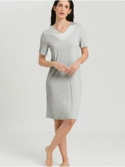 Große Größen Hanro Nachthemd Mira 100cm In Cloud Melange Günstig Kaufen -hanro shop hanro nachthemd mira 100cm in cloud melange 4