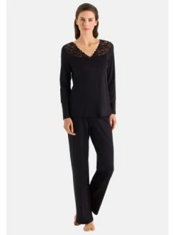 Große Größen Hanro Pyjama Moments In Schwarz Günstig Kaufen
