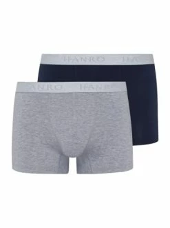 Wäsche Hanro Retro Short / Pant Cotton Essentials In Light Melange/Deep Navy Günstig Kaufen