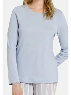 Große Größen Hanro Schlafanzug Shirt Langarm Loungy Nights In Cloud Blue Günstig Kaufen -hanro shop hanro schlafanzug shirt langarm loungy nights in cloud blue 2