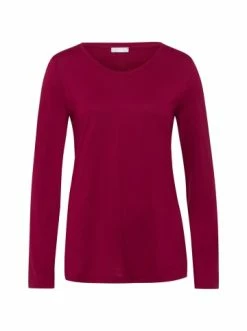 Große Größen Hanro Schlafanzug Shirt Langarm Sleep & Lounge In Burgundy Günstig Kaufen