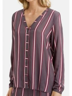 Große Größen Hanro Schlafanzug Shirt Langarm Sleep & Lounge In Sleek Stripe Günstig Kaufen -hanro shop hanro schlafanzug shirt langarm sleep and lounge in sleek stripe 2