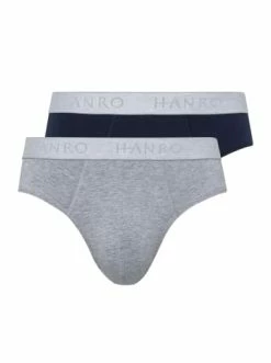 Wäsche Hanro Slip / Unterhose Cotton Essentials In Light Melange/Deep Navy Günstig Kaufen