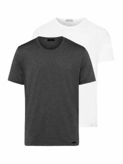 Shirts & Longsleeves Hanro T-Shirt Cotton Essentials In White / Coal Mélange Günstig Kaufen