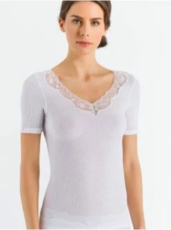 Große Größen Hanro T-Shirt Lace Delight In Weiß Günstig Kaufen -hanro shop hanro t shirt lace delight in weiss 2