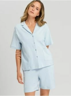 Große Größen Hanro T-Shirt Sleep & Lounge In Misty Blue Günstig Kaufen -hanro shop hanro t shirt sleep and lounge in misty blue 2