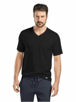 Shirts & Longsleeves Hanro T-Shirt V-Neck Living Shirts In Schwarz Günstig Kaufen