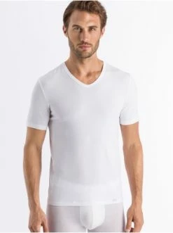 Wäsche Hanro T-Shirt V-Neck Natural Function In Weiß Günstig Kaufen -hanro shop hanro t shirt v neck natural function in weiss 2