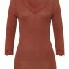 Große Größen Hanro T-Shirt Woolen Lace 3/4-Arm In Marsala Günstig Kaufen -hanro shop hanro t shirt woolen lace 3 4 arm in marsala