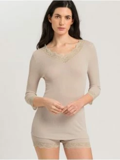 Große Größen Hanro T-Shirt Woolen Lace 3/4-Arm In Pumice Günstig Kaufen -hanro shop hanro t shirt woolen lace 3 4 arm in pumice 2