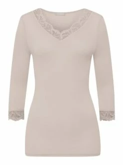Große Größen Hanro T-Shirt Woolen Lace 3/4-Arm In Pumice Günstig Kaufen