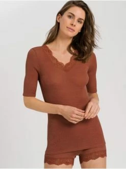 Große Größen Hanro T-Shirt Woolen Lace In Marsala Günstig Kaufen -hanro shop hanro t shirt woolen lace in marsala 2