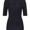 Große Größen Hanro T-Shirt Woolen Lace In Schwarz Günstig Kaufen -hanro shop hanro t shirt woolen lace in schwarz