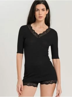 Große Größen Hanro T-Shirt Woolen Lace In Schwarz Günstig Kaufen -hanro shop hanro t shirt woolen lace in schwarz 2