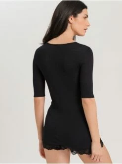 Große Größen Hanro T-Shirt Woolen Lace In Schwarz Günstig Kaufen -hanro shop hanro t shirt woolen lace in schwarz 3