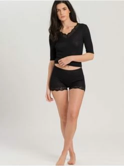 Große Größen Hanro T-Shirt Woolen Lace In Schwarz Günstig Kaufen -hanro shop hanro t shirt woolen lace in schwarz 4